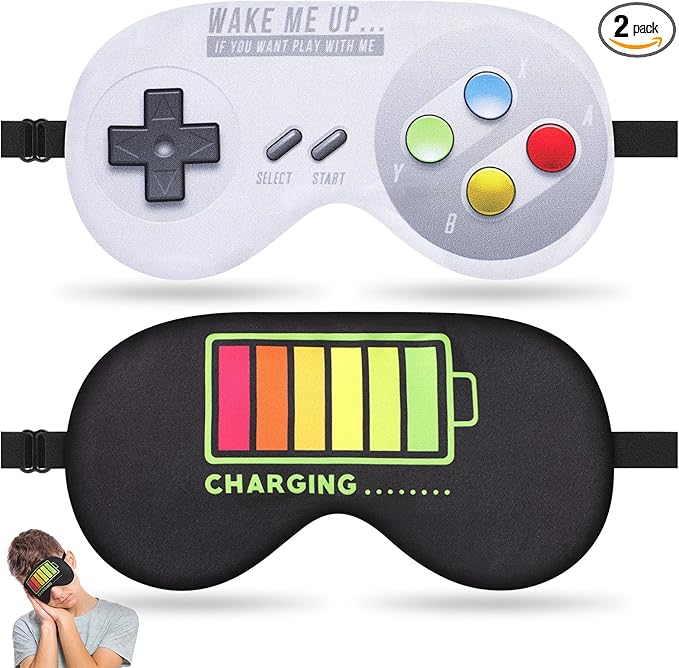 2 Pcs Sleep Eye Mask, Guys Blackout Sleeping Mask for Kids Adult Children's Travel Eye Mask Eye Cover Blindfold for Game - Bloomnest