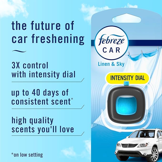 Febreze Car Air Freshener Vent Clip, Linen & Sky, 1 Count - Bloomnest