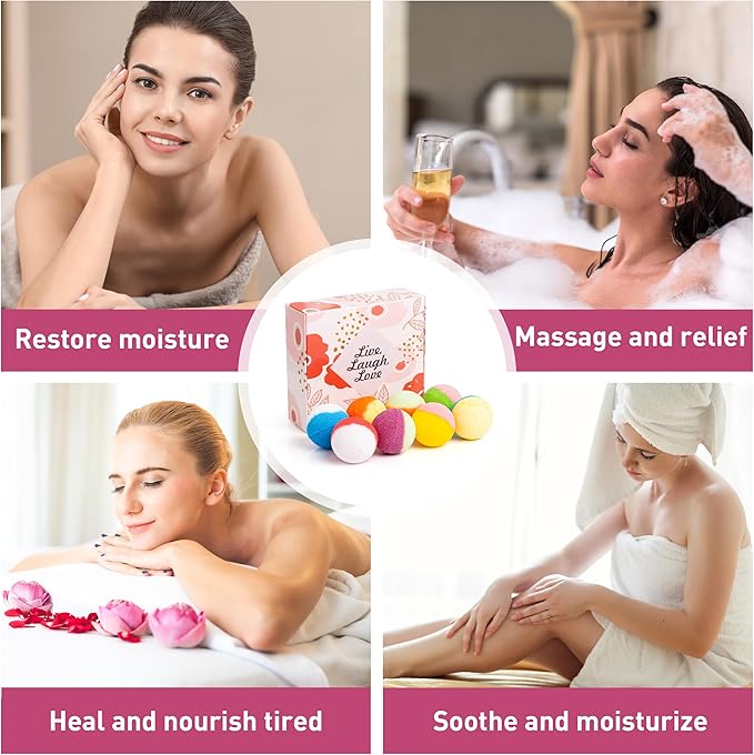 48 Natural & Organic Bath Bombs for Women and Kids, Rich in Essential Oils, Relaxation and Stress Relief, BathBombs Gift Set for Mothers Day, Christmas, Valentines Day & Birthday - Bloomnest
