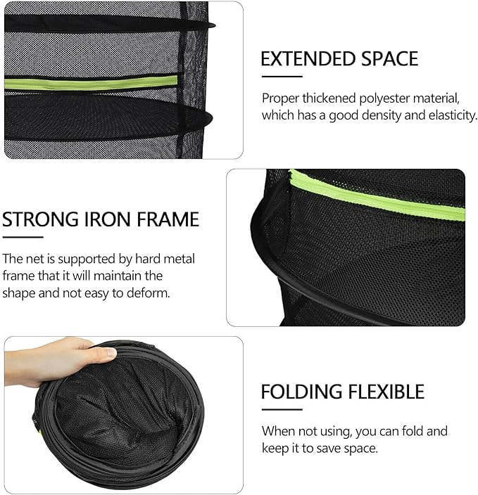 2ft 4-Layer Herb Drying Rack with Zipper, Collapsible Hanging Mesh Plant Dryer Net Basket with Garden Gloves, Pruning Scissors & Hook for Drying Seed, Bud, Hydroponic Plants - Bloomnest