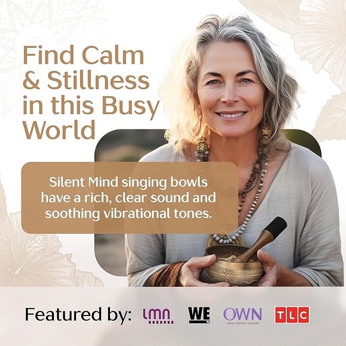 Handmade Tibetan Etched Singing Bowl Set – Sound Bowl & Meditation Bowl with Cushion, Mallet & Guide – Mindfulness Gift Ideas – Relaxation Instruments – Portable Meditation Kit - Bloomnest