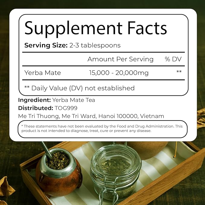 TOG999, Premium 18oz Yerba Mate Tea, Hi-Caffeine, Super-Green Yerba Mate| No Dust| Fresh - Never Aged (Ilex Paraguariensis), Cultivated from Argentina - Rich in Antioxidants and Plant Nutrients. - Bloomnest