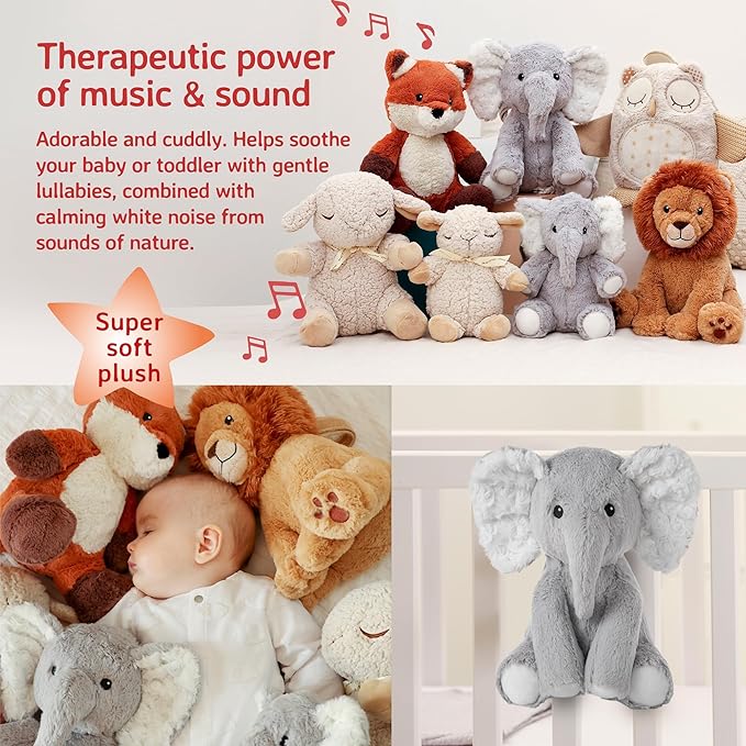 Cloud b Sound Machine with White Noise Soothing Sounds | Cuddly Stuffed Animal | Adjustable Settings and Auto-Shutoff | Elliot Elephant™ - Bloomnest