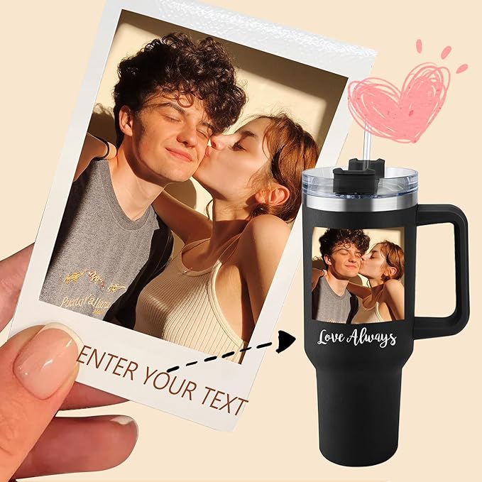 ThermoThrill Ships Next Day, Personalized 40 Oz Tumbler with Handle and Straw Custom Tumbler with Text Stainless Steel Mug Birthday Gifts for Women - Bloomnest