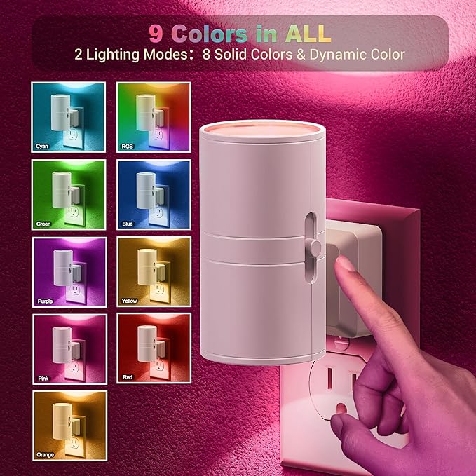 JandCase Color Night Light, LED Night Lights Plug into Wall, Color Changing Nightlight RGB with Light Sensor,Kids Gifts, Halloween, Christmas, Holiday, Hallway Bedroom Kids Room, 2 Pack - Bloomnest