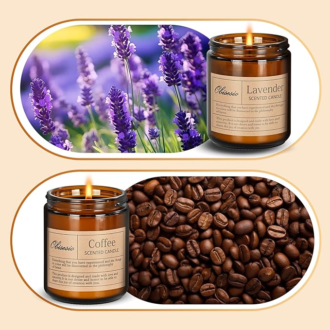 Scented Candles, Candles for Home Scented, 2Pack 14oz Bath and Body Works Candle for Women, Aromatherapy Jar Candle Gift for Home(Coffee & Lavender) - Bloomnest
