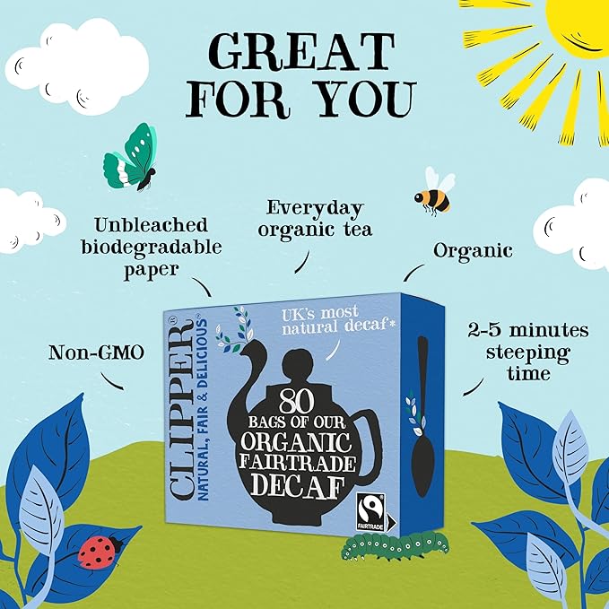 Clipper Tea, Organic Decaf, Plant-Based, Decaffeinated Black Tea, Great Over Ice, 4 Pack, 320 Unbleached Tea Bags - Bloomnest