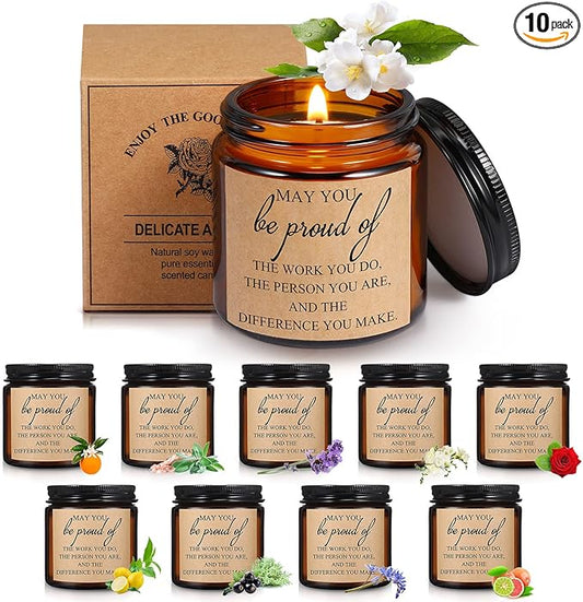 Fumete 10 Pcs Jars Scented Soy Candles 3.5 oz May You Be Proud of The Difference Candles Team Thank You Gifts for Employee Appreciation Gifts Coworker Vet Tech Nurse Teachers(Amber,Proud) - Bloomnest
