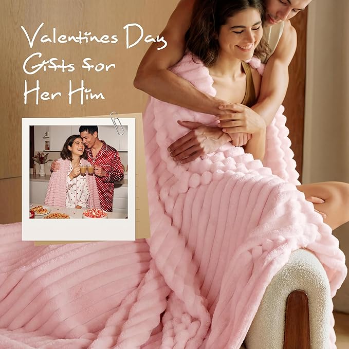 Bedsure GentleSoft Valentines Pink Throw Blanket for Couch - Super Soft Cozy Valentines Blankets Gifts for Women, Cute Small Fleece Throws for Girls, Pink Decor for Home Room, Coral Pink, 50x60 Inches - Bloomnest