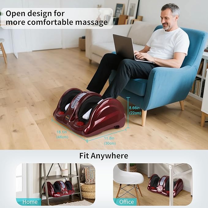 Foot Massager with Heat, Shiatsu Foot Massager for Circulation and Pain Relief and Heat Therapy, Ankle, Calves and Feet Massage with Deep Kneading Rolling, Gifts for Women Men Mother Father - Bloomnest