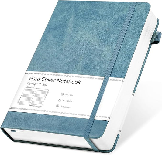 CAGIE Lined Journal Notebook, 320 Pages College Ruled Notebook, 100 Gsm Paper Thick Journal, A5 Hardcover Leather Journals for Writing Women Men, 5.7x8.3 In, Blue - Bloomnest