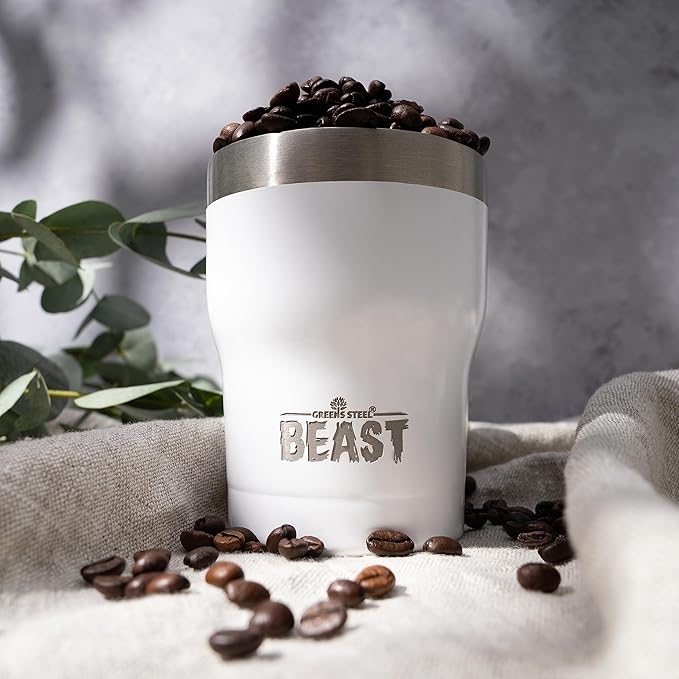 Beast 10 oz Tumbler Stainless Steel Vacuum Insulated Coffee Ice Cup Double Wall Travel Flask (Arctic White) - Bloomnest