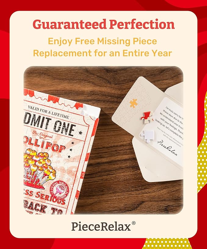 PieceRelax A5 Puzzle Journal for Adults, 300 Piece Plastic Jigsaw Book Cover (Includes Notebook) - Chupa Chups_Timeless Memories - Fun Pass, Unique Gift [YA1067] - Bloomnest