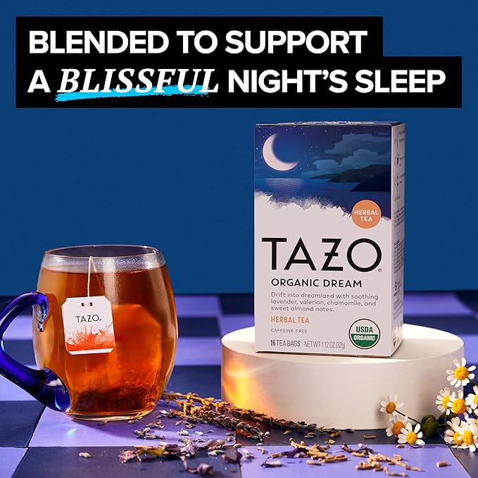 TAZO Organic DREAM Herbal Tea Bags, Caffeine-Free Bedtime Tea, Relaxing Chamomile and Lavender Blend, 16 Total Tea Bags - Bloomnest
