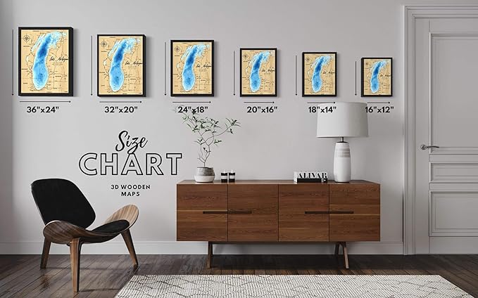 Personalized 3D Lake of The Woods Wood Map | Lake Depth Map Art | 8-Layer Nautical Decor | Rustic Wall Art for Lake House, Cabin | Gifts for 5th Anniversary, Father’s Day, Christmas, Housewarming - Bloomnest
