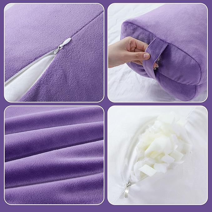 HOMBYS Shredded Foam Yoga Bolster Pillow for Restorative Yoga & Meditation, Versatile Rectangular Yoga Support Pillow Premium Meditation Cushion with Washable Velvet Cover& Carry Handle - Bloomnest