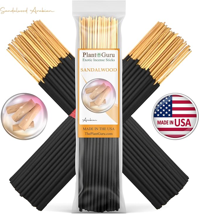 Earth and Wood Incense Sticks Variety Set Bulk 500 Pack Sampler 7" Sticks - 5 Bundles of 100 Sticks Per Bundle. Frankincense and Myrrh, Balsam and Cedar, Palo Santo, Patchouli, Sandalwood. PlantGuru