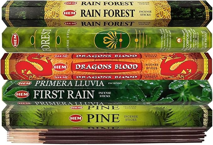 Hem Incense Sticks Variety Pack #12 and Incense Stick Holder Bundle with 5 Forest Themed Fragrances - Bloomnest