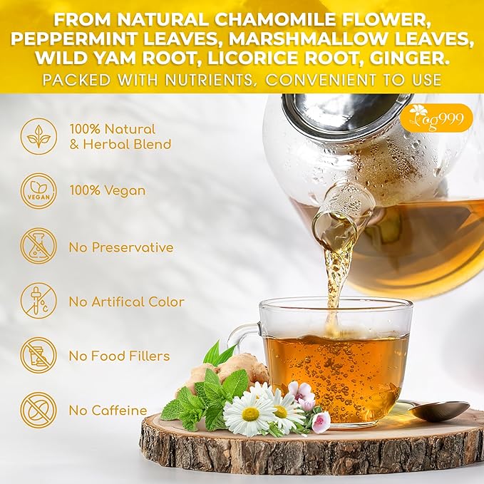 TOG999, Diverticulitis Tea Bags | 80 Count | 100% Natural Chamomile, Peppermint, Marshmallow Leaf, Wild Yam Root, Licorice & Ginger Herbal Blend – Caffeine-Free Comfort Tea, Vegan. - Bloomnest