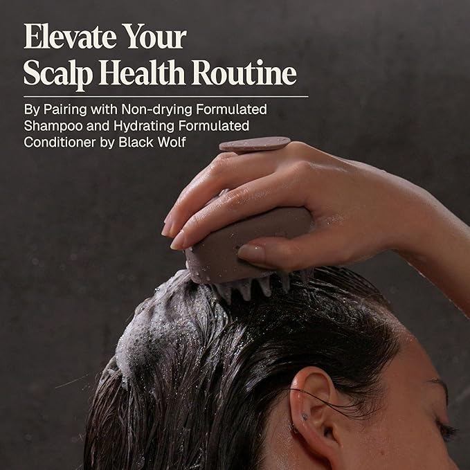 Black Wolf Sonic Scalp Scrubber, (Taupe) - Hair & Scalp Massager Brush with 3-Speed Oscillation - Rechargeable Scalp Care Comb with Soft Silicone Oscillating Bristles for Deep Clean & Exfoliation BlackWolf