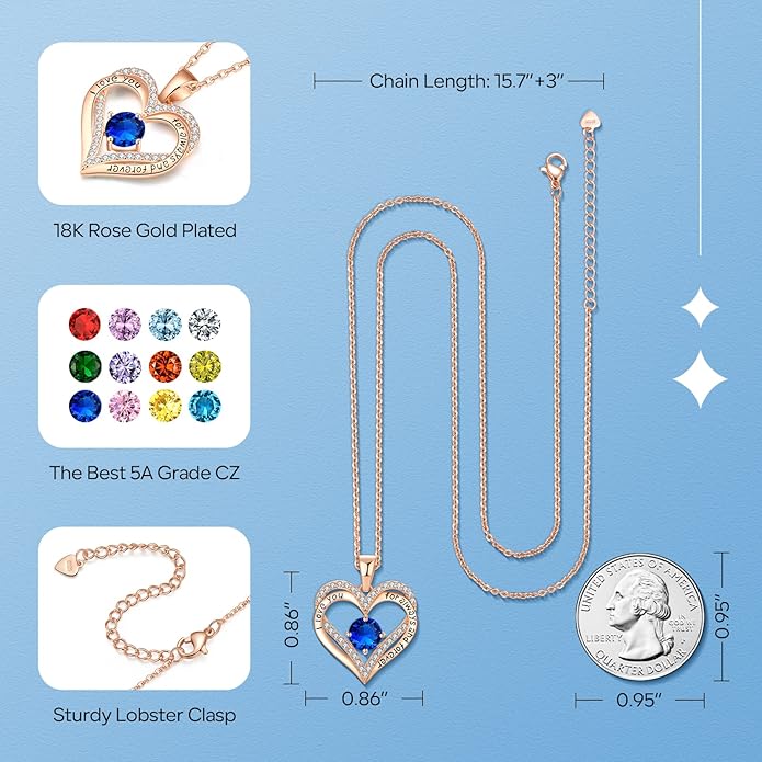 18K Rose Gold Necklaces for Women Birthday Gifts for Women Jewelry for Women Birthday Gifts for Wife Girlfriend Daughter Wife Birthday Gifts for Anniversary Mothers Day Christmas Valentines Gifts - Bloomnest