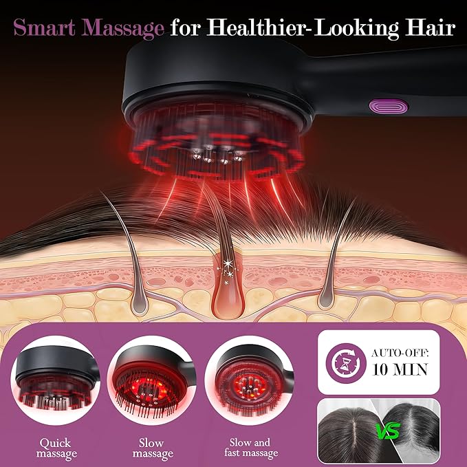 3-in-1 Rechargeable Scalp Massager Hair Growth Oil Applicator, Gentle Scratching & Kneading, IPX7 Waterproof, Electric Head Massage Tool for Home Spa, Portable Scalp Brush for All Hair Types Bloomnest