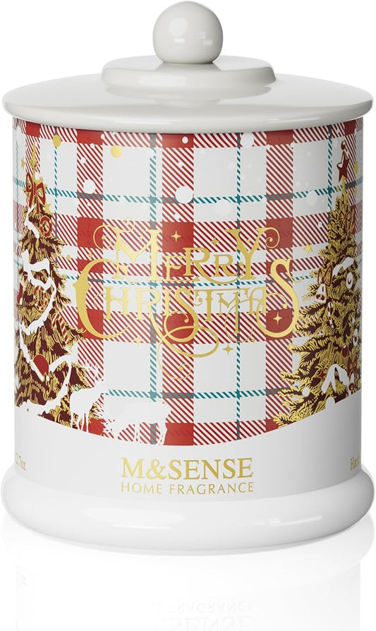 M&SENSE 2 Wick Warm Cozy Sweater Christmas Candles,12.7oz Jar Candle,75 Hour Burn Time Slow Burning, Organic Soy Wax Non Toxic,Relaxing Aromatherapy Gifts for Women - Bloomnest