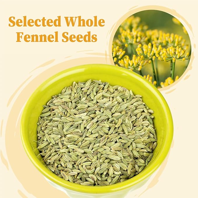 FullChea - Fennel Tea Bags, 30 Teabags, 4g/bag - Premium Whole Fennel Seeds - Non-GMO - Caffeine-free - Helps Improve Digestion & Immune System - Bloomnest