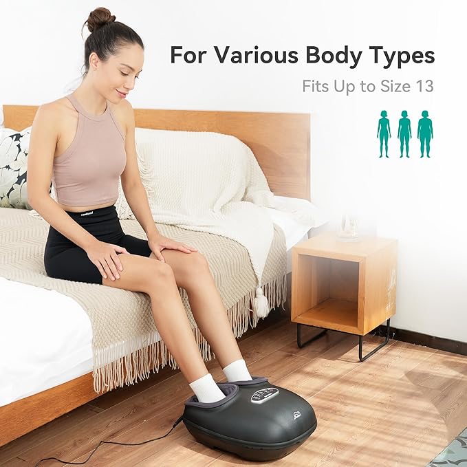 Snailax Shiatsu Foot Massager with Heat, Deep Kneading, Compression, Vibration, Feet Massager Machine for Plantar Fasciitis, Neuropathy, Foot Warmer Under Desk, Size 13, Gifts for Men, Women - Bloomnest