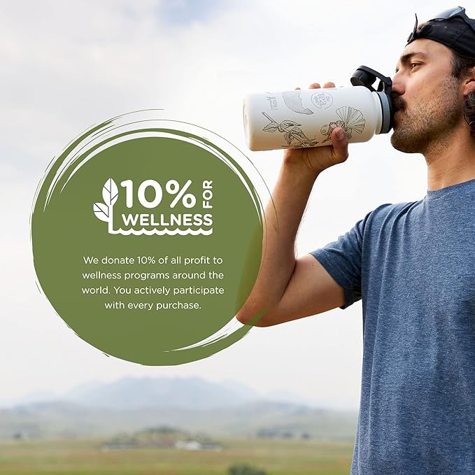 The Tea Spot Himalayan Tea Tumbler - Travel Bottle with Tea Infuser for Loose Leaf Tea or Iced Coffee - 32oz, White-Etched - Double-Walled Insulated Bottle - Keeps Drinks Hot & Cold for Hours - Bloomnest
