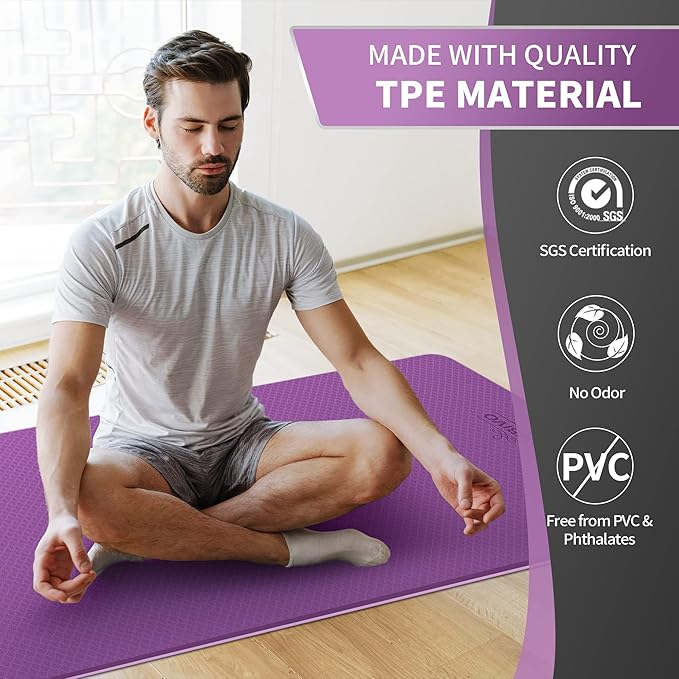 CAMBIVO Extra Wide Yoga Mat for Women and Men (72"/84"x 32"x 1/4") TPE Workout Mat, Non-slip Large Exercise Fitness Mat for Yoga, Pilates, Workout