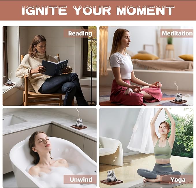 Lionpower Incense Holder for Sticks with Burner & Ash Catcher - Resin Panda, Wooden Tray, 10 Incense Sticks for Meditation Yoga Spa, Cute Home Decor Room Accessories (Panda)