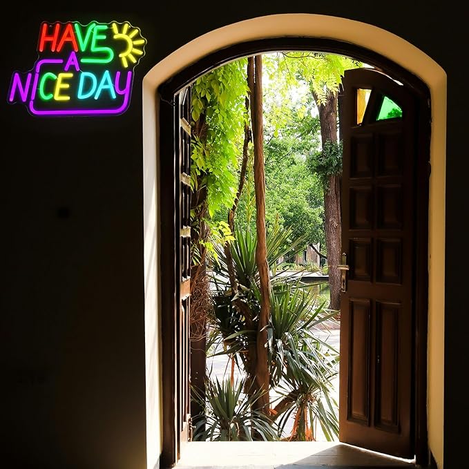 Have A Nice Day Neon Sign for Wall Colorful Letter Neon Light Sun LED Neon Lights Signs Dimmable Words Light Up Signs for Bedroom Living Room School Office Dorm Party Decor Kids Gifts - Bloomnest