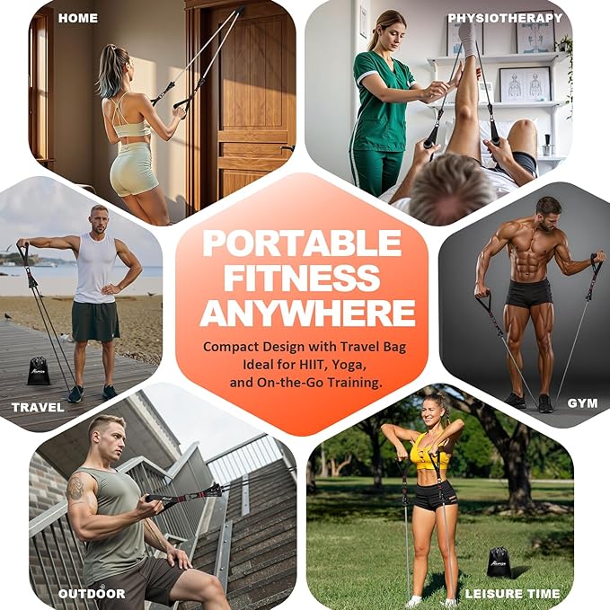 HPYGN Resistance Bands, Exercise Bands with Handles, Fitness Bands, Workout Bands with Door Anchor and Ankle Straps, for Heavy Resistance Training, Physical Therapy, Shape Body, Yoga, Home Workout Set - Bloomnest