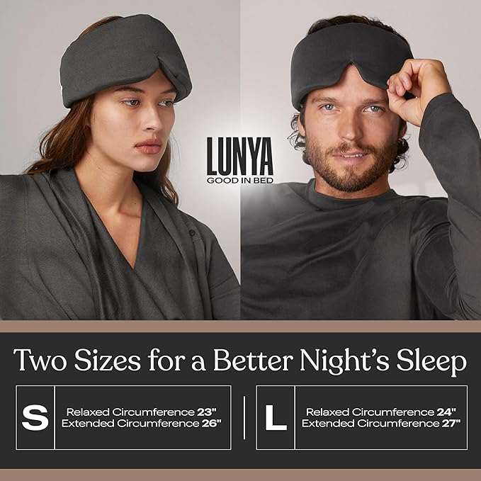 Lunya Washable Silk Sleeping Mask – Thermoregulating Mulberry Silk, Light Blocking and Comfortable Fit – Sleep Mask for Women and Men with Box – Delicate Pink – Small - Bloomnest