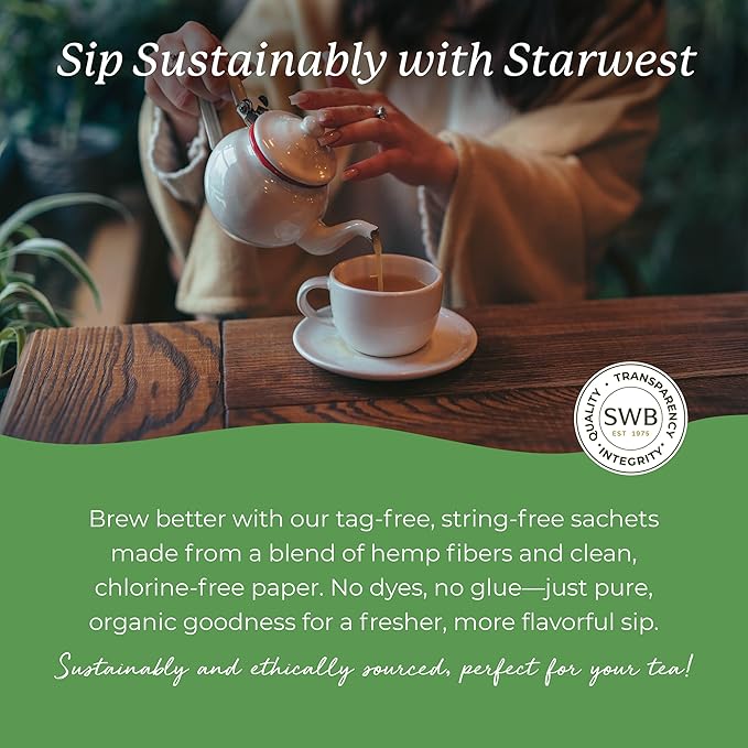 Starwest Botanicals Organic Nettle Leaf Tea - Caffeine Free Herbal Tea, Promotes Calm, USDA Organic Nettle Leaf, String Free Sachets, Non GMO - 20 Tea Bags - Bloomnest