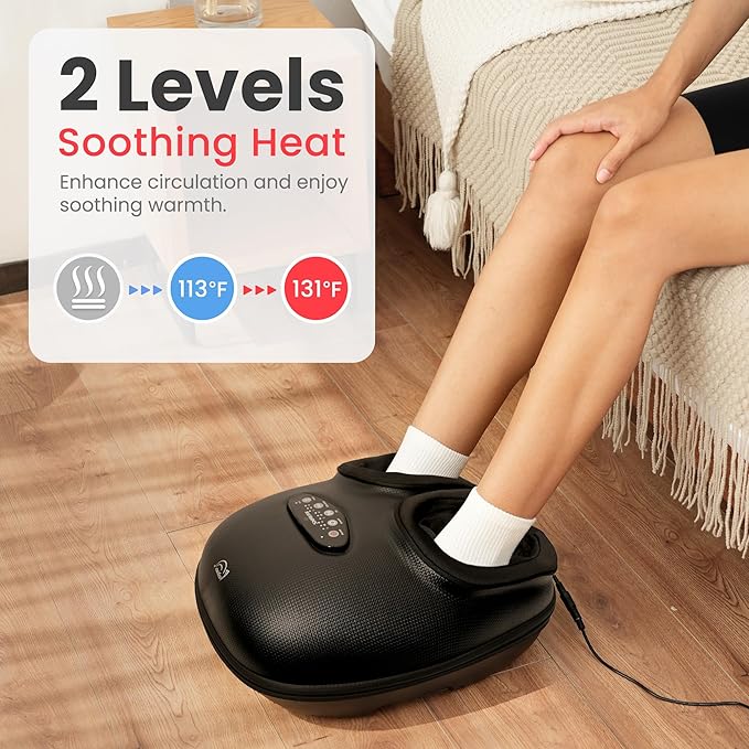 Snailax Shiatsu Foot Massager with Heat, Deep Kneading, Compression, Vibration,Electric Feet Massager Machine for Plantar Fasciitis,Neuropathy,Foot Warmer,Remote Control,Size 13,Gifts