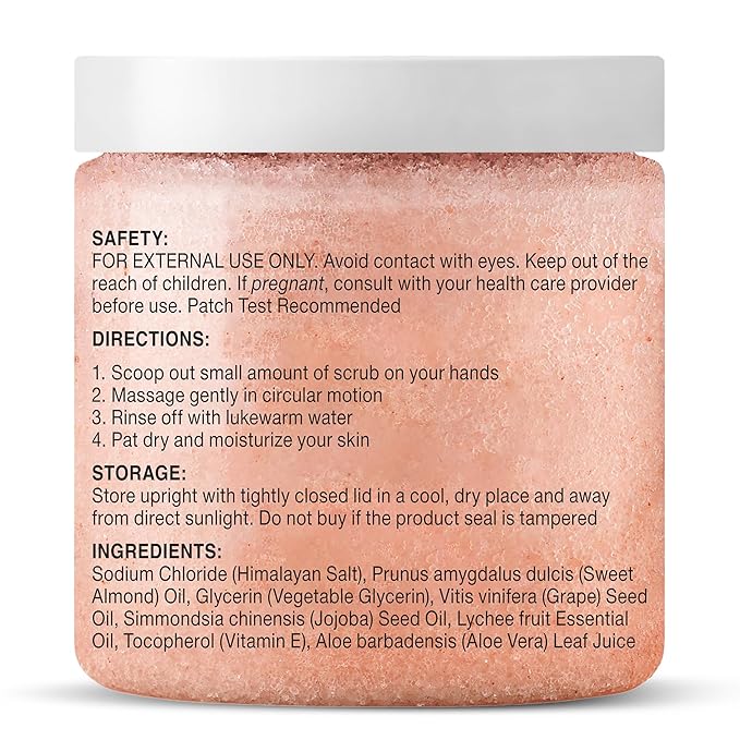 MAJESTIC PURE Himalayan Salt Body Scrub with Lychee Oil, Exfoliating Salt Scrub to Exfoliate & Moisturize Skin, Deep Cleansing - 10 oz - Bloomnest