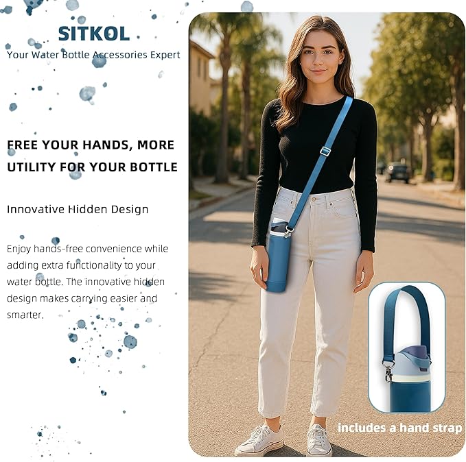 Silicone Boot Set for Owala Water Bottle 24 oz, 32 oz, 40 oz - Includes Non-Slip Sleeve, Shoulder Strap & Handle Strap, Perfect Owala Accessories, Fits Owala Tumbler, Owala FreeSip, Candy Coated SITKOL