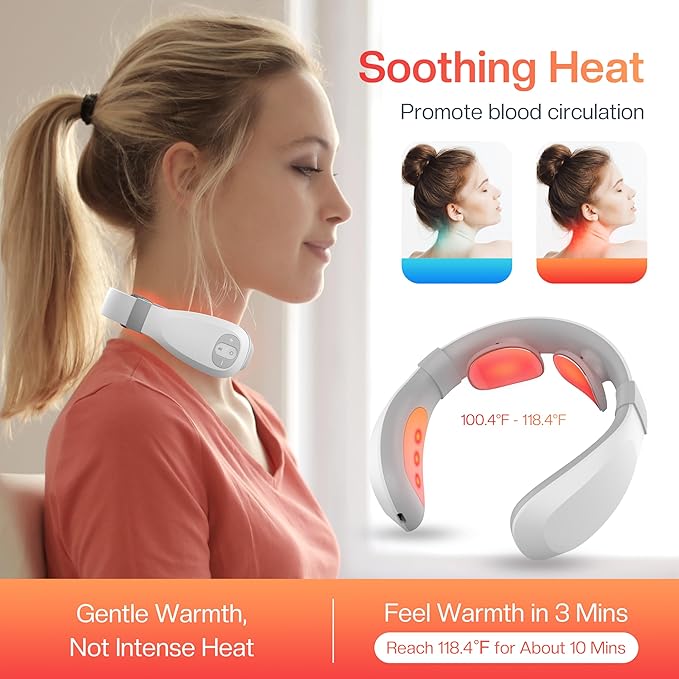COMFIER FSA Eligible Cordless Neck Massager for Pain Relief Deep Tissue, Vibration Travel Massager,Portable HSA Neck Massager for Office COMFIER