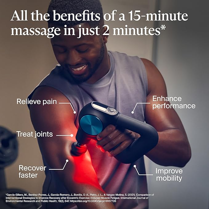 Therabody Theragun PRO Plus - 6-in-1 Deep Tissue Percussion Massage Gun, Handheld Personal Massager for Full Body Pain Relief & Muscle Tension with Biometric Breathwork, Vibration & Heated Attachments - Bloomnest