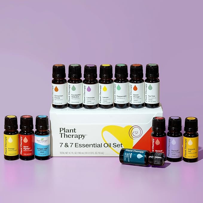 Plant Therapy 7 & 7 Essential Oils Set 7 Single Oils: Lavender, Peppermint & More, 7 Synergy Blends 100% Pure, Undiluted, Natural Aromatherapy, Therapeutic Grade 10 mL (1/3 oz) - Bloomnest