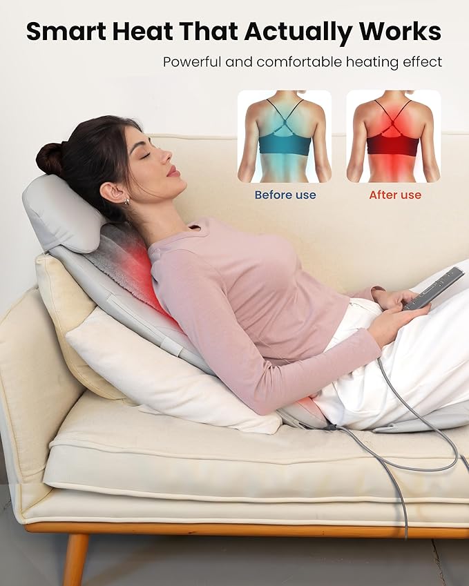 COMFIER Back Massager with Heat,2D/3D Shiatu Massage Seat Cushion,2 Auto Massage Modes,Full Back Massager with Vibration,Deep Tissue Kneading Chair Pad for Lower Waist,Gift for Men,Women - Bloomnest