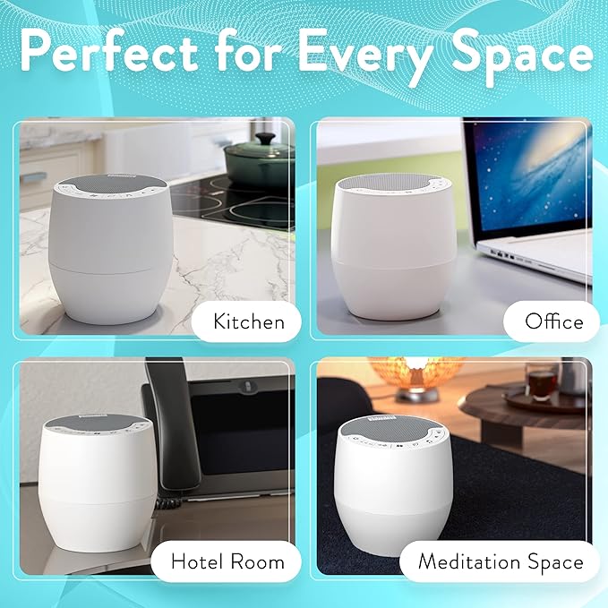Serene Evolution White Noise Machine with 60 Soothing Sounds - Sound Machine for Adults and Baby - Noise Cancelling Sleep Music Machine with Remote Control - Ideal for Office Privacy - Black - Bloomnest