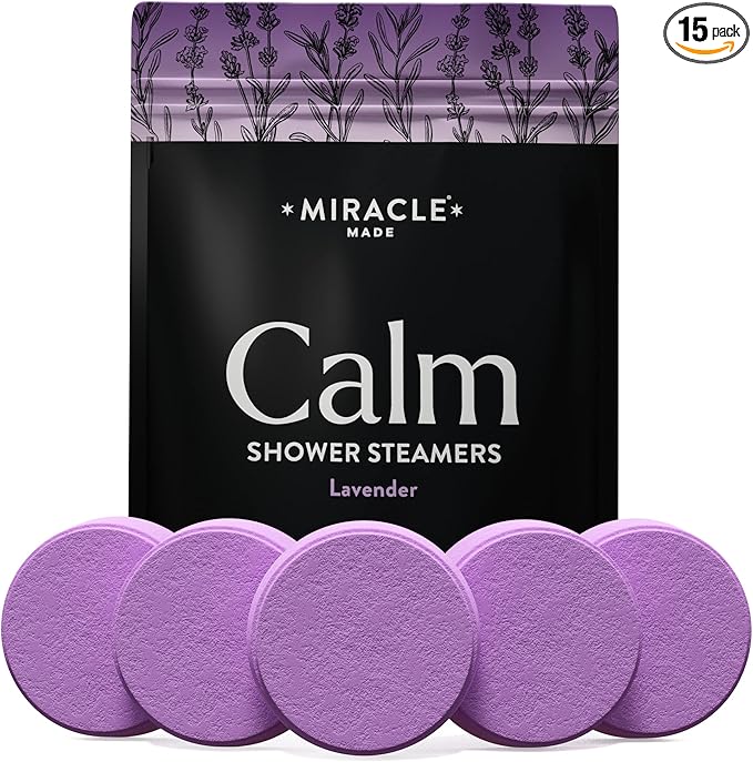 Miracle Made Lavender Aromatherapy Shower Steamers – Essential Oil Shower Bombs for Relaxation, Nasal Relief & Daily Self-Care – 15 Shower Melt Tablets - Bloomnest