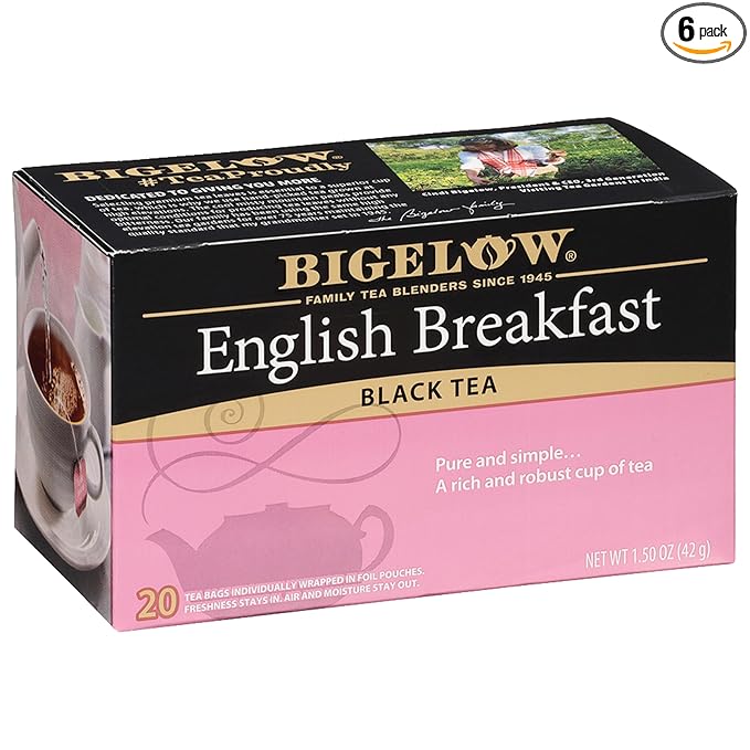 Bigelow Tea English Breakfast Black Tea, Caffeinated Tea, 20 Count Box (Pack of 6), 120 Total Tea Bags - Bloomnest