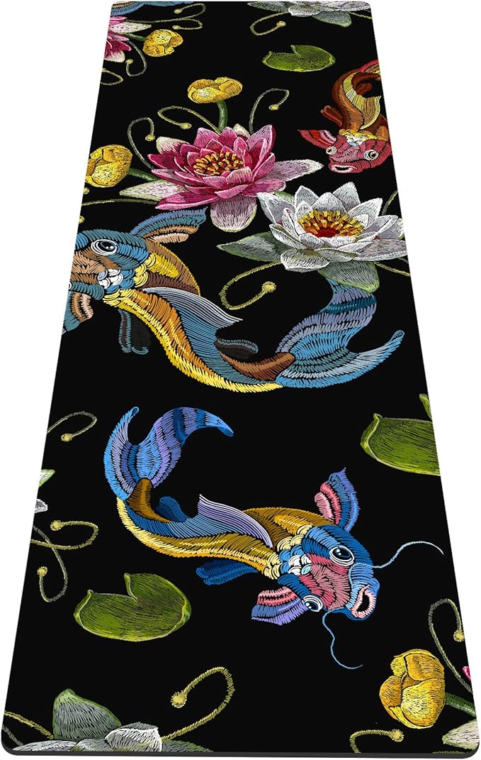 nuveti Yoga Mat Print Extra Thick TPE Non Slip Fitness Exercise Mat with Carrying Bag,72"x24" Extra Thick 6MM Exercise & Workout Mat for Yoga, Pilates Fitness and Floor Exercises - Bloomnest