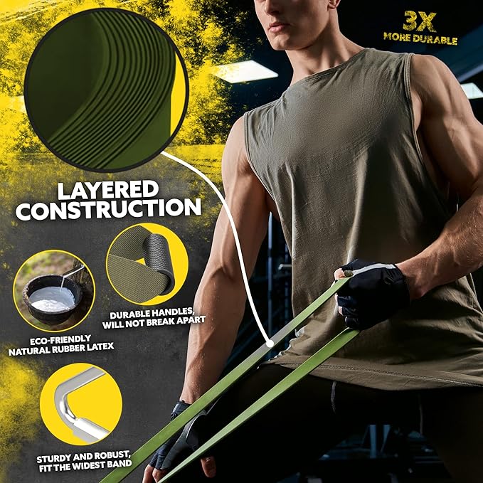 Long Resistance Bands for Working Out Men and Women - Set of 5 Pull-Up Bands, Rubber Handles and Door Anchor - Workout Bands Resistance for Men - Exercise Bands Resistance Bands Set - Bloomnest