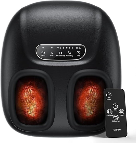 RENPHO Shiatsu Foot Massager Machine with Heat, Electric Heated Foot Massager with Remote for Plantar Fasciitis, Size Up to 11 - Bloomnest