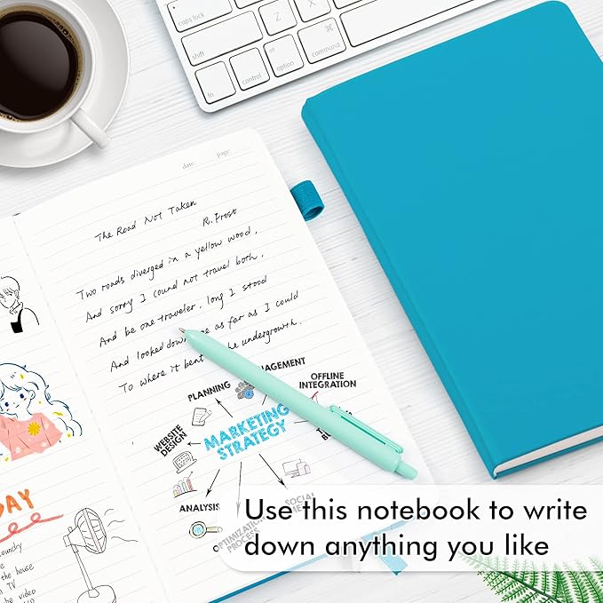 feela 24 Pack Journal Notebook Bulk for Work, Business Notebook Hardcover Lined Writing Journal with Pen Holder for Men Women Note Taking, with 24 Black Pens, 120 GSM, 5.1”x8.3”, A5, Teal - Bloomnest